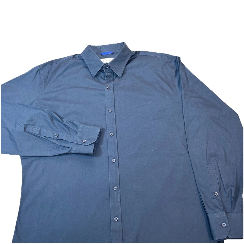 Teddy Stratford Zip Button Up Shirt Men’s Size‎ 6 Xx Blue